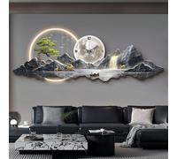 NEYTIIR Lampada Da Parete Con Paesaggio Di Alberi D'acqua Di Montagna - Splendida Scultura Da Parete Con Luce Per Ingresso, Corridoio, Soggiorno, Sala Da Pranzo(D Style,100 * 35cm)