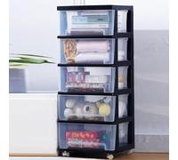 NEYTIIR Mobiletto Portaoggetti Con 5 Cassetti, Carrello In Plastica Con Ruote, Organizer Trasparente For Cassetti For Ufficio Domestico