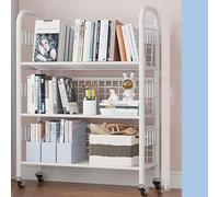 NEYTIIR Scaffale Mobile Multifunzionale For La Casa Con Ruote Sterzanti A 360° - Scaffale For Libri Con Carrello Scorrevole Estraibile For Un'organizzazione Versatile(White,3 layers)