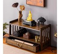 NEYTIIR Schedario Da Ufficio - Tavolo Da Meditazione Per Altare Con Cassetto, Tavolo Puja Per Preghiere, Divinazione E Adorazione, Rilassante Da Tè Buddista(Walnut,2-Layer 42CM(16.5"))