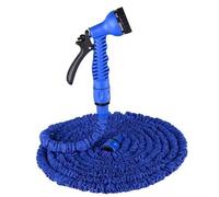 NEYTIIR Tamburo per Tubi dell'Acqua Flessibili in Gomma con Pistola A Spruzzo A 7 modalità, Espandibili, da Giardino, con Connettori Rapidi Magico(Blue,150FT)