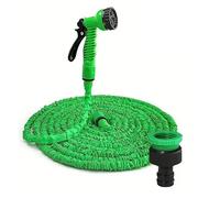 NEYTIIR Tamburo per Tubi dell'Acqua Flessibili in Gomma con Pistola A Spruzzo A 7 modalità, Espandibili, da Giardino, con Connettori Rapidi Magico(Green,25FT)