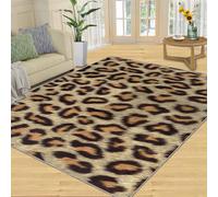 NEYTIIR Tappeto Da Appartamento Con Stampa Leopardata Marrone, Ghepardo Vintage Bohémien Europeo, Tappeto A Pelo Corto Facile Da Pulire For Il Soggiorno(Animal Print,70 x 120 cm)