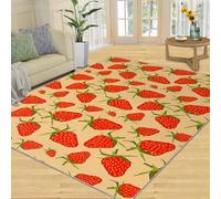 NEYTIIR Tappeto Da Appartamento Con Stampa Leopardata Marrone, Ghepardo Vintage Bohémien Europeo, Tappeto A Pelo Corto Facile Da Pulire For Il Soggiorno(Strawberry Fruit,150 x 240 cm)