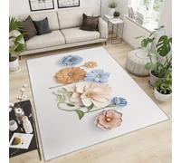 NEYTIIR Tappeto Moderno Lavabile Per La Camera Dei Bambini, Il Soggiorono, La Hall, La Moquette Lavabile In Lavatrice, Mosaico, Geometrico, Antiscivolo(Romantic Floral,70 x 140 cm)