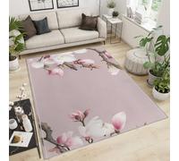 NEYTIIR Tappeto Moderno Lavabile Per La Camera Dei Bambini, Il Soggiorono, La Hall, La Moquette Lavabile In Lavatrice, Mosaico, Geometrico, Antiscivolo(Orchid Flowers,70 x 120 cm)