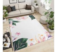 NEYTIIR Tappeto Moderno Lavabile Per La Camera Dei Bambini, Il Soggiorono, La Hall, La Moquette Lavabile In Lavatrice, Mosaico, Geometrico, Antiscivolo(Floral Flowers,70 x 140 cm)