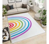 NEYTIIR Tappeto Moderno Lavabile Per La Camera Dei Bambini, Il Soggiorono, La Hall, La Moquette Lavabile In Lavatrice, Mosaico, Geometrico, Antiscivolo(Rainbow Lines,180 x 270 cm)