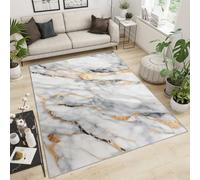 NEYTIIR Tappeto Moderno Lavabile Per La Camera Dei Bambini, Il Soggiorono, La Hall, La Moquette Lavabile In Lavatrice, Mosaico, Geometrico, Antiscivolo(Black and White Marble,120 x 170 cm)