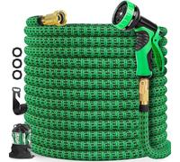 NEYTIIR Tubo Acqua Giardino Tubo Estensibile da Giardino - Canna Acqua Giardino con 9 modalità di Spruzzo - Tubo Irrigazione con Raccordi in Ottone da 1/2" E 3/4" Attacco(100ft)