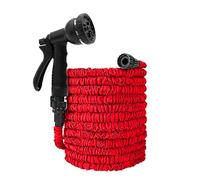 NEYTIIR Tubo da Giardino Estensibile Tubo Acqua Giardino - Canna Acqua Giardino con 7 modalità Pistola A Spruzzo, Tubo Irrigazione con Raccordi da 1/2" E 3/4" Attacco(Red,75FT)