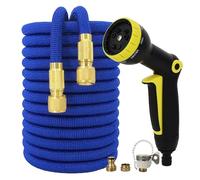NEYTIIR Tubo Estensibile Giardino Estensibile Canna Acqua Estensibile in Ottone da 1/2 3/4 Attacco Flessibile da Giardino(K,15m)