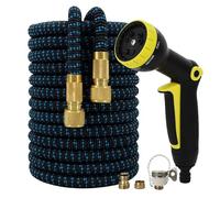 NEYTIIR Tubo Estensibile Giardino Estensibile Canna Acqua Estensibile in Ottone da 1/2 3/4 Attacco Flessibile da Giardino(F,15m)