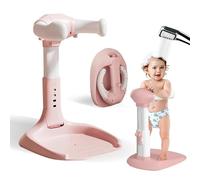 NEYYOS® Supporto Vaschetta Neonato Pieghevole Altezza Regolabile Antiscivolo Ergonomico Portatile Doccia Bagno Neonati Sicuro Salvaspazio Struttura Stabile ABS (Rosa)
