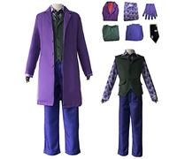 Nezababy Joker Clown Costume Cosplay - Cappotto, Camicia, Giubbotto, Completo Adulto Halloween Deluxe 6 Pezzi Set Accessori
