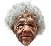 nezababy Maschera realistica per nonna, maschera per il viso da vecchia, raccapricciante, realistica, elmetto spaventoso per Halloween, strega, cosplay (Lady)