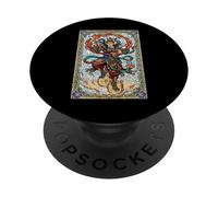Nezha Antico Dio Cinese Deità Taoismo Vetro Colorato PopSockets PopGrip Adesivo