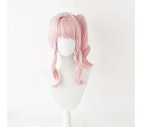 NEZIH Cos Parrucca Anime Parrucca Project Sekai Colorful Stage Akiyama Mizuki Cosplay Dissolvenza Parrucca, Parrucca Ondulata Rosa con Fiocco, Parrucca Costume di Halloween, Spettacolo Anime
