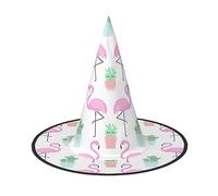 NEZIH Fenicottero tropicale carino stampato cactus cappello Halloween cappello adulto vestito festa cono strega cappello donna, bambino, ragazza, ragazzo