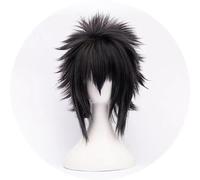 NEZIH Final Fantasy15 Noctis Lucis Caelum Resistente Al Calore Capelli Sintetici Cosplay Halloween + Tappo Della Parrucca Libera, Capelli Corti Ricci Neri, Regalo Dell'anime