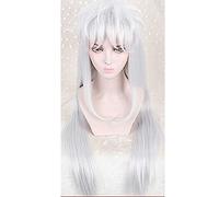 NEZIH Parrucca Cosplay Inuyasha Lunga 100 Cm in Stile Bianco Sesshomaru con Orecchie Resistenti al Calore Parrucca Cosplay + Cuffia per Parrucca Gratuita, Decorazione di Halloween