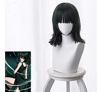 NEZIH Parrucca One Punch Man Fubuki Parrucca Cosplay Donne Ragazze Capelli Sintetici Resistenti al Calore Parrucca Anime Cos 40Cm Corta Verde Navy Party, con Cappuccio Parrucca