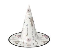 NEZIH Ribal Bull Teschio su bianco Stampato Halloween Cappello Accessorio Adulto Costume da Festa Cono Cappello da Strega Donne Bambini Ragazze Ragazzi