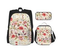 NEZIH Set zaino con stampa floreale moderna e borsa per il pranzo e astuccio per la scuola