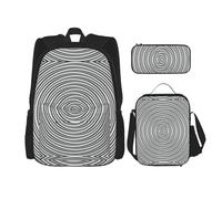 NEZIH Set zaino con stampa illusione ottica con rotazione ottica e borsa per il pranzo con astuccio per la scuola