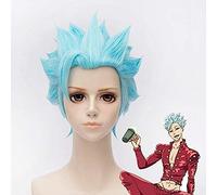 NEZIH Sette Peccati Mortali Che Il Peccato della Volpe di Avidità Ban Banco Bro Short Blue Blue Resistente al Calore Capelli Sintetici Cosplay Halloween + Tappo della Parrucca Libera