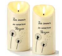 Nezyo 2 Candele per Tomba a LED Candele per Cimitero Senza Fiamma Impermeabile per Esterni per il Defunto Regali di Conforto per Familiari in Lutto(Löwenzahn)