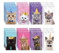 Nezyo 24 Mini Quaderni con Animali di Gatto Taccuino Tascabile a Spirale Piccolo con Gatto Carino Notebook con Gatti in PET Bomboniere per Appunti Bambini Festa di Compleanno Aula Ufficio Scuola