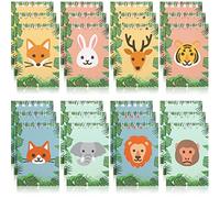 Nezyo 24 Mini Taccuini con Creature di Bosco Animale di Foresta Cervo Coniglio Leone Tigre Piccoli Quaderni a Spirale Notebook a Tema Giungla Blocchi Note per Bambini Ragazzi Festa Compleanno Scuola