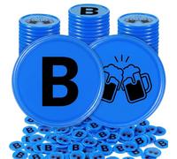 Nezyo 300 Pezzi Gettoni per Birra "B" Ø 24 mm in Plastica, Blu | Riutilizzabili per Ristoranti, Per Mense Buffet Feste, Per Sagre della Birra, Eventi in Discoteca e Festival