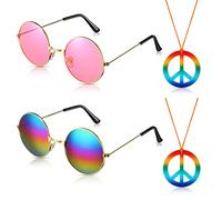 Nezyo 4 Accessori per Costume Hippie Occhiali Collana con Segno di Pace per Donna