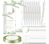 Nezyo 50 Pezzi Bomboniere Segnaposto con Penna e Nastro Segnaposto per Comunione Matrimonio Battesimo Cresima Compleanno Grazie Regalo per gli Ospiti Decoración da Tavola(Verde salvia)