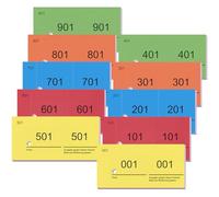 Nezyo Blocchetti Numerati da 1 a 1000 Blocchi con Numeri Doppi Blocchi Numerici per Gettoni Guardaroba per Guardaroba Lotteria Eventi Festa, 10 x 5 cm(Giallo, Rosso, Blu, Arancione, Verde)
