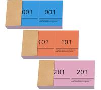 Nezyo Blocchetti Numerati da 1 a 300 Biglietti Numeri Sorteo Comandano con Numeri Bigliettini a Doppio Blocco Num 10x5 cm per Guardaroba Riffa Eventi Feste Fiere(Blu, Arancione, Rosa)