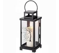 Nezyo Lanterna Tombale Resistente alle Intemperie Lampada a Forma di Presa Lanterne da Esterno Nere 23,5 cm Candela Funebre con 2 Foglie Adesivo