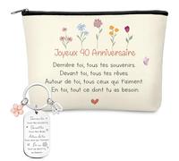 Nezyo Regali di Compleanno per Donne Che Compiono 40 Anni Portachiavi Borsette per il Trucco Regali per il 40° Compleanno per Mamma, Amica, Collega, Pensionamento(40)