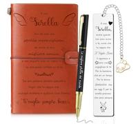 Nezyo Regalo Sorella Compleanno, A Mia Sorella Diario di Viaggio in Pelle Segnalibro e Penna a Sfera Quaderno in Pelle Regali per Sorella Migliore Amica Auguri Laurea Matrimonio Compleanno Natale