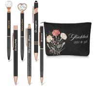 Nezyo Set Regalo Ispiratore per le Donne Incluse 6 Penne a Sfera Motivazionali e 1 Borsa per Cosmetici Regalo per la Festa della Mamma di Natale per Collega Insegnante Infermiere (Stile 3, Nero)