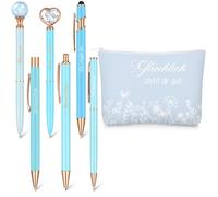 Nezyo Set Regalo Ispiratore per le Donne Incluse 6 Penne a Sfera Motivazionali e 1 Borsa per Cosmetici Regalo per la Festa della Mamma di Natale per Collega Insegnante Infermiere (Stile 2, Blu)