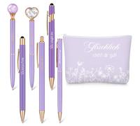 Nezyo Set Regalo Ispiratore per le Donne Incluse 6 Penne a Sfera Motivazionali e 1 Borsa per Cosmetici Regalo per la Festa della Mamma di Natale per Collega Insegnante Infermiere (Stile 1, Viola)