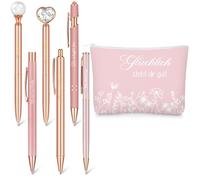 Nezyo Set Regalo Ispiratore per le Donne Incluse 6 Penne a Sfera Motivazionali e 1 Borsa per Cosmetici Regalo per la Festa della Mamma di Natale per Collega Insegnante Infermiere (Stile 4, Oro Rosa)