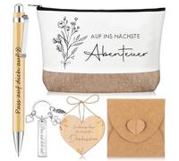 Nezyo Set Regalo per Colleghi Con Beauty Case Ispiratore Prenditi Cura di Te Portachiavi Penna a Sfera Biglietto d'Amore in Legno Pensionamento, Cambio di Lavoro Regalo d'Addio Fidanzata