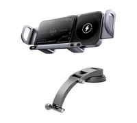NFAHBAQA 2 in 1 Supporto Smartphone Auto per BYD Atto 3 EV 2022 2023, con Ricarica Wireless, Ricarica Rapida 15W a Doppia Bobina con Rotazione Automatica 90°,Grey-Waterfall suction cup