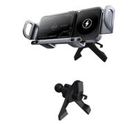 NFAHBAQA 2 in 1 Supporto Smartphone Auto per Cabrio A3 /A5 /R8 /RS 5 /S3 /S4, con Ricarica Wireless, Ricarica Rapida 15W a Doppia Bobina con Rotazione Automatica 90°,Grey-Inverted Hook Base