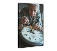 NFDVFHFRQ Stampa artistica da parete con scritta in inglese "The Old Woman Sews The Clock the Clock (2), decorazione artistica da parete per soggiorno e camera da letto, 30 x 45 cm