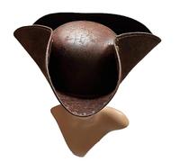 NFEKLFI Cappello Pirata Cappello a tricorno marrone anticato for feste in maschera, uomo e donna, in finta pelle, accessori for costumi da pirata